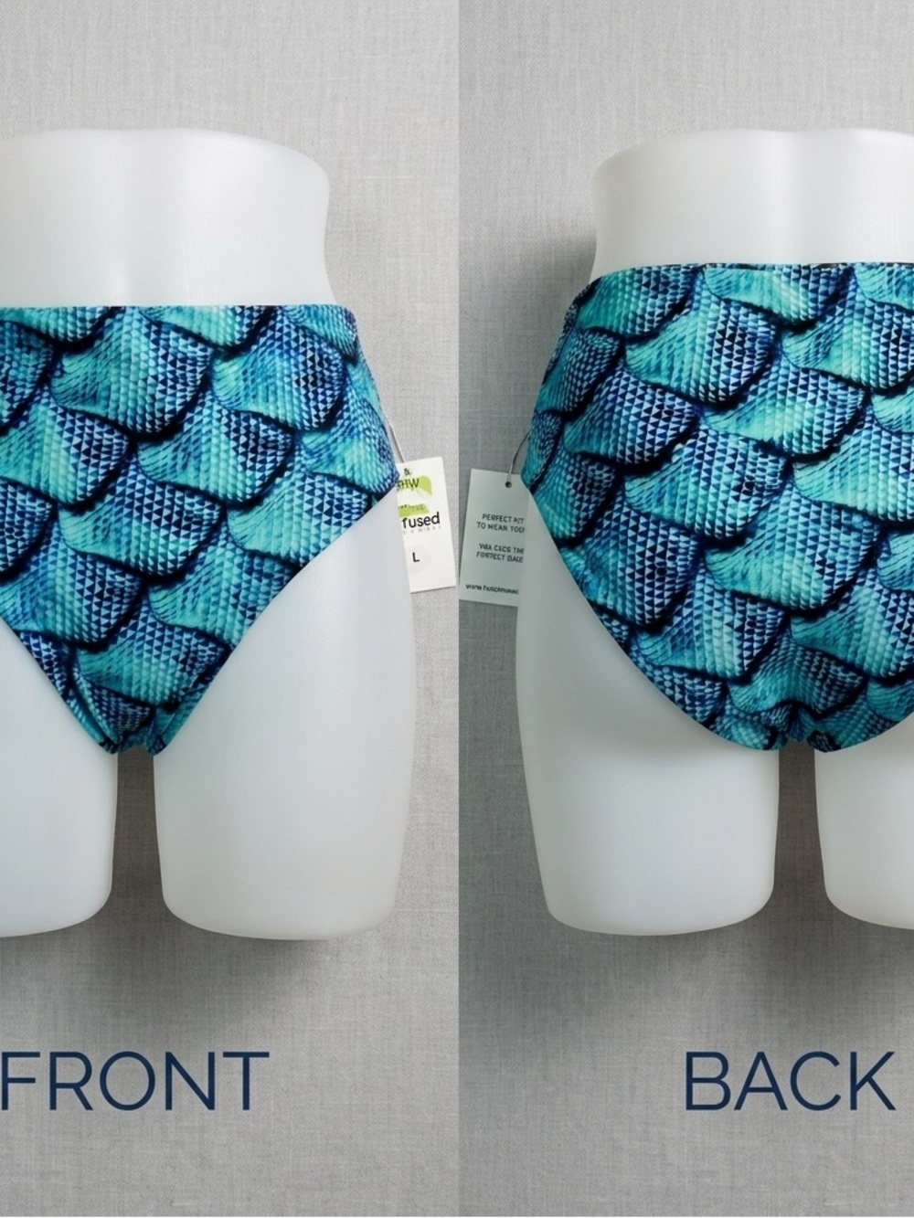🌊 NWT‎ Fused Hawaii Blue Geometric Bikini Bottom Sz L 8887-19 🌊